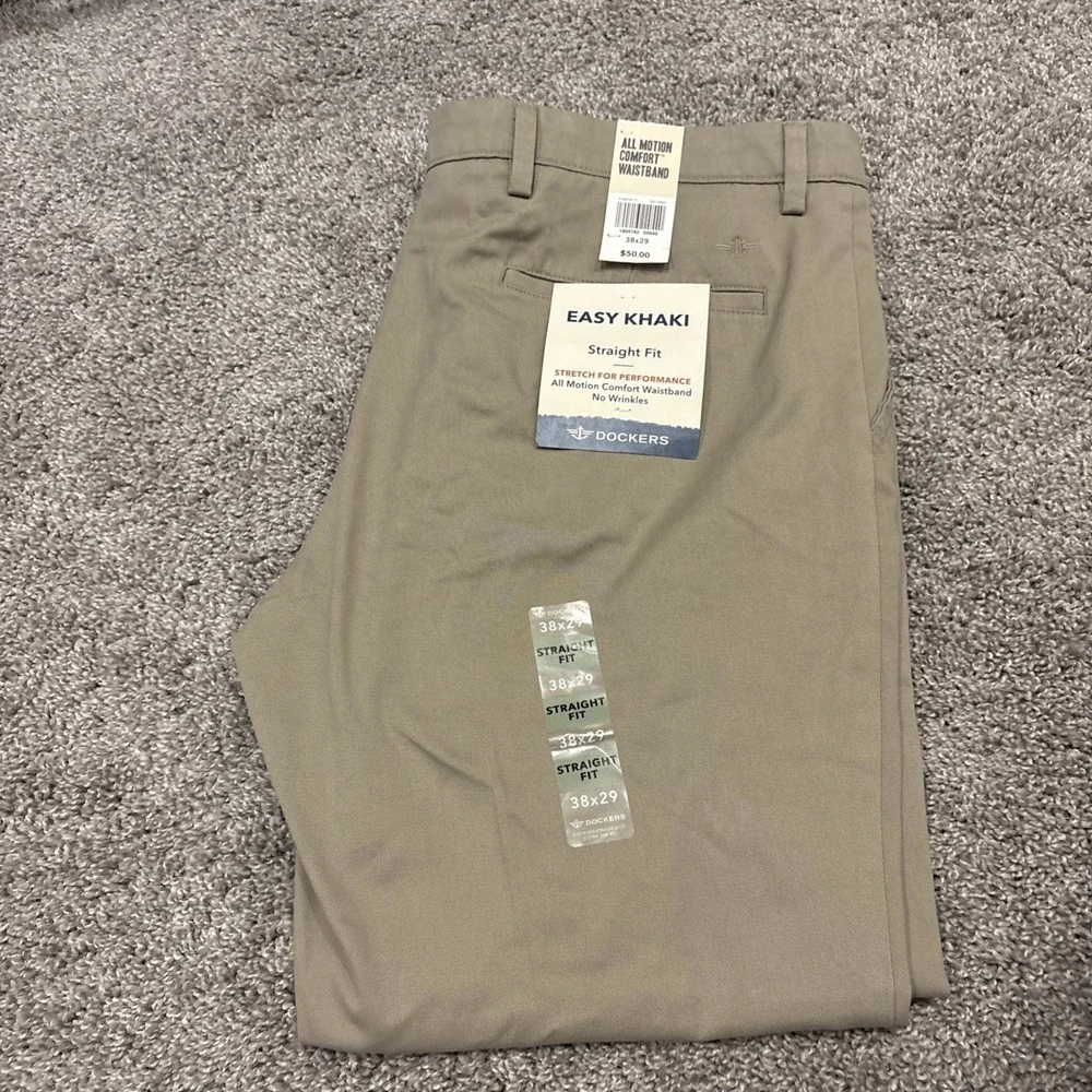 NEW Dockers Men's Easy Khaki Straight Fit Stretch Beige 38x29 Beige NWT $50
